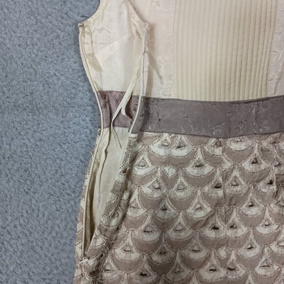 Anthropologie Floreat Sheath Dress Women's 0 Beige Babergh Tapestry Cap Sleeve - Picture 9 of 16